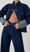 Cep Detaylı Dark Blue Denim Ceket