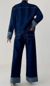 Cep Detaylı Dark Blue Denim Ceket