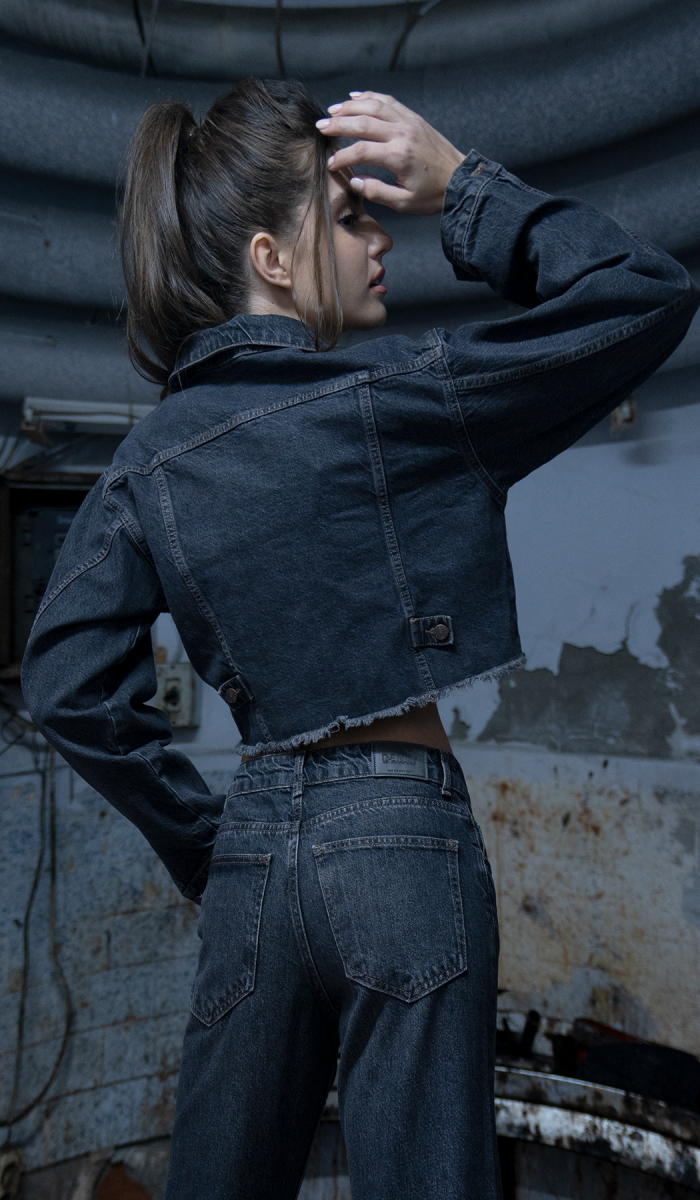Gömlek Cep Detaylı Brown Denim Ceket
