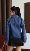 Taş Detaylı Blue Denim Ceket