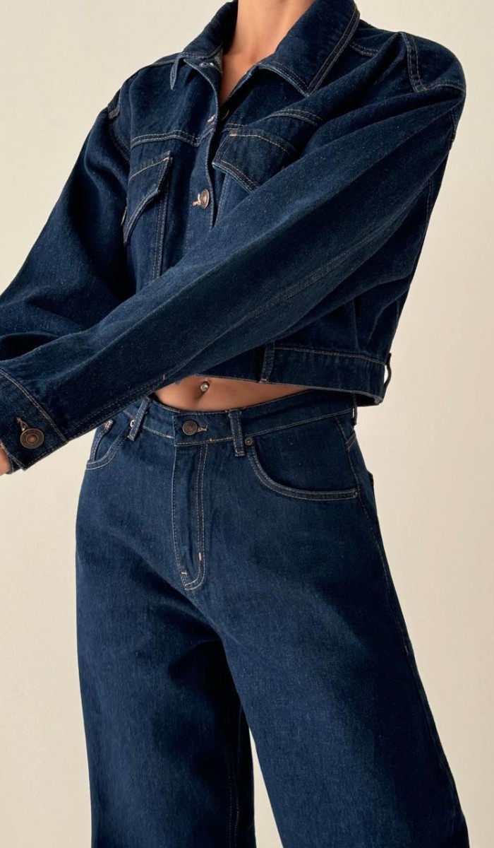 Cep Kapak Detaylı Rinse Denim Ceket