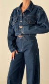 Cep Kapak Detaylı Rinse Denim Ceket