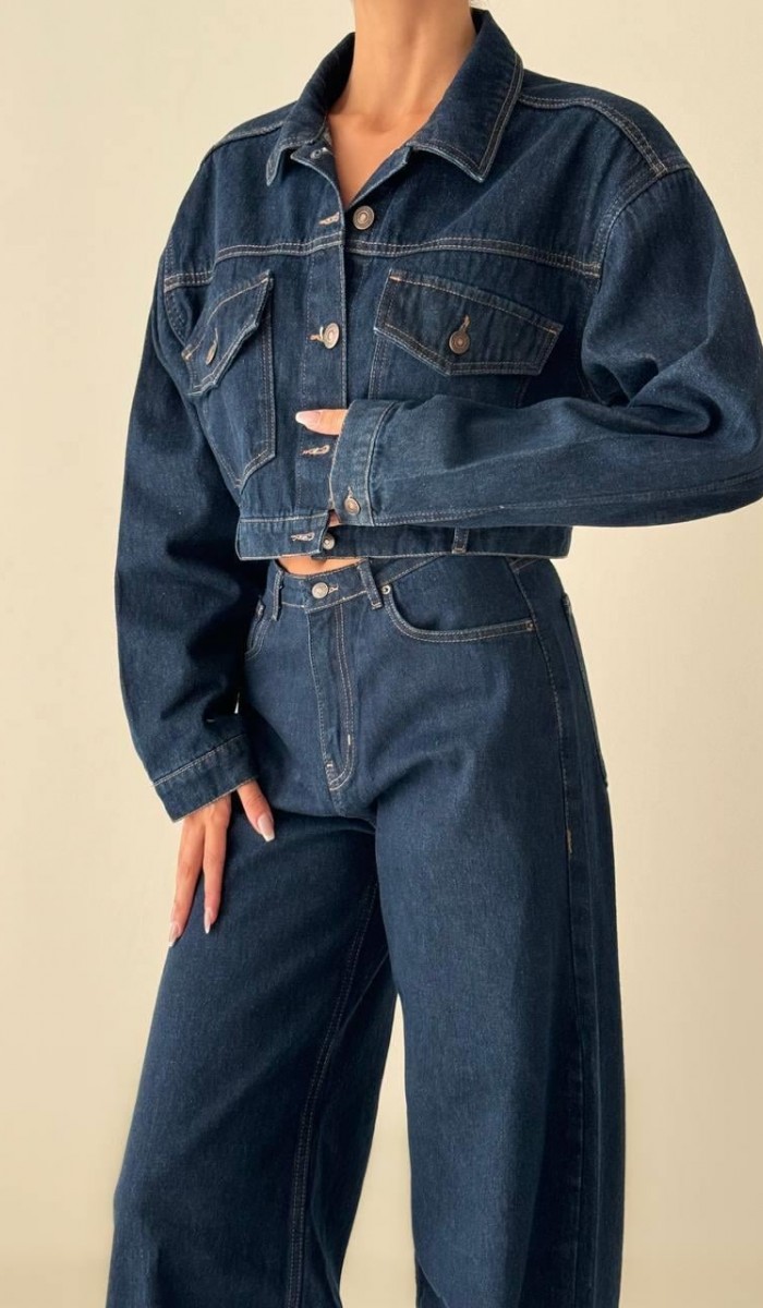 Cep Kapak Detaylı Rinse Denim Ceket