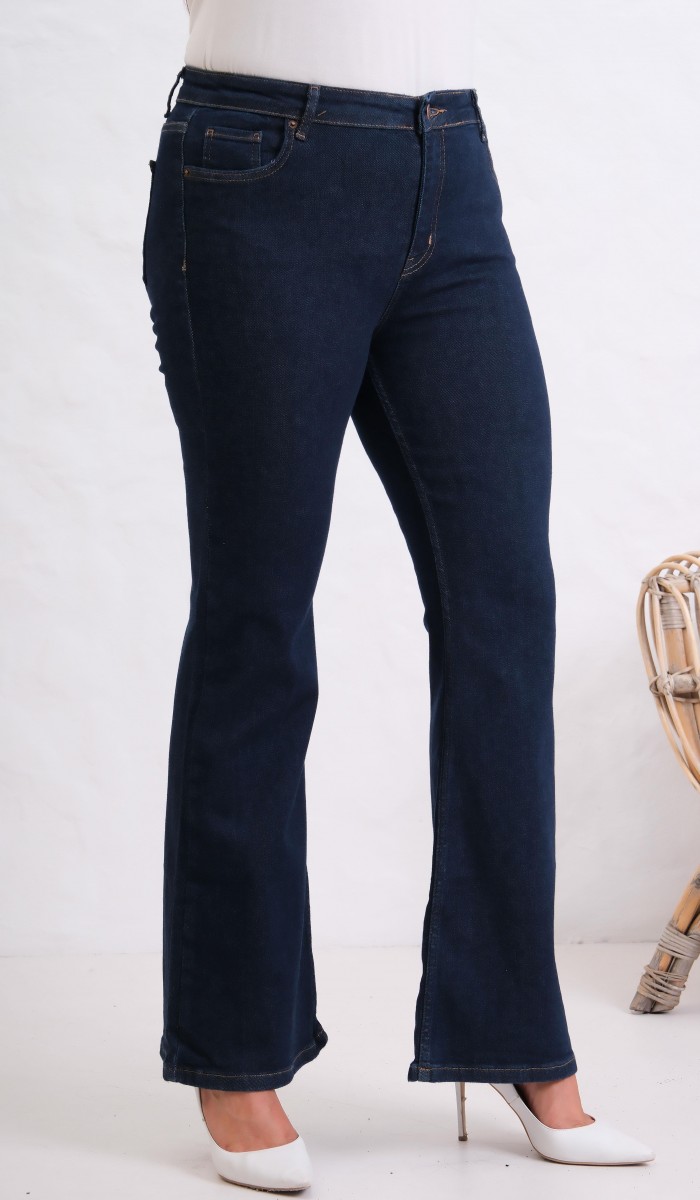 Yüksek Bel İspanyol Paça Rinse Jean Pantolon