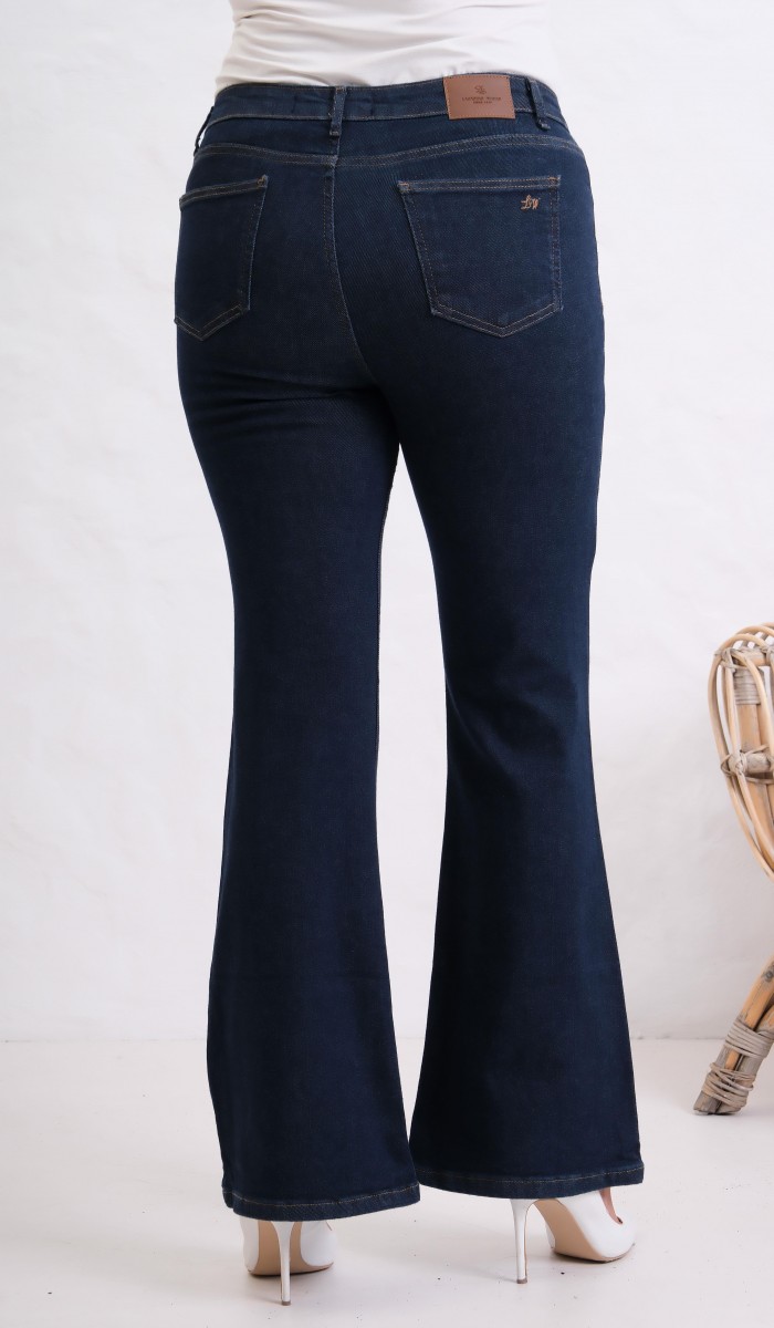Yüksek Bel İspanyol Paça Rinse Jean Pantolon