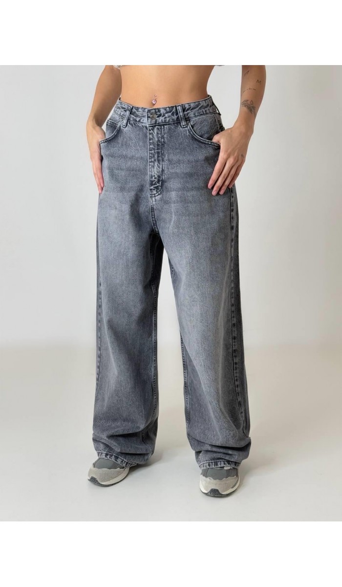 Extra Wide Leg Koyu Gri Pantolon