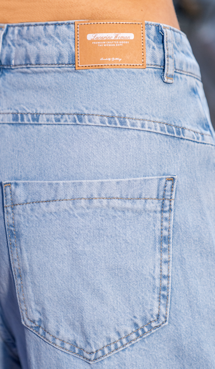 Yüksek Bel Cep Detaylı Blue E. Wide Leg Jean Pantolon
