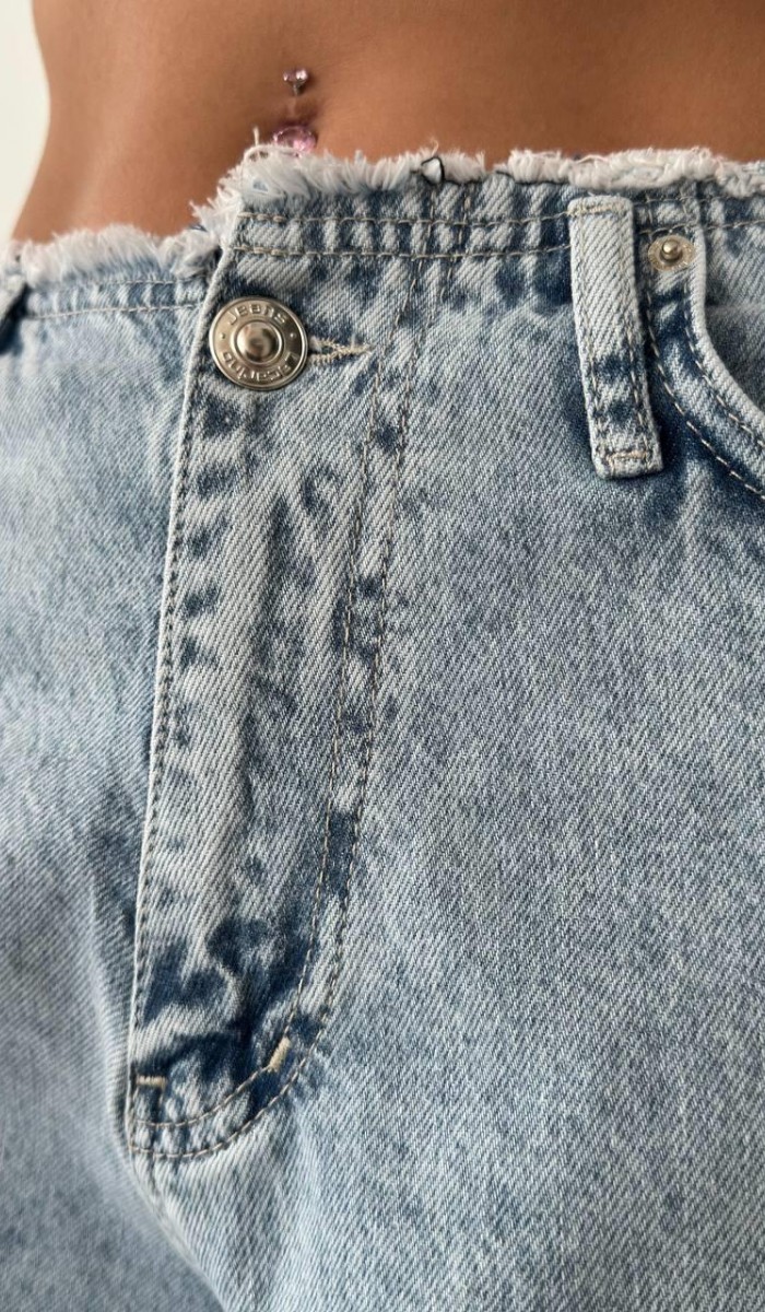 Yüksek Bel Bol Kesim Light Blue Jean Pantolon