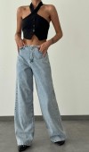 Yüksek Bel Bol Kesim Light Blue Jean Pantolon