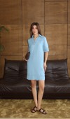 Gömlek Yaka Yandan Cep Detaylı Light Blue Tencel Elbise