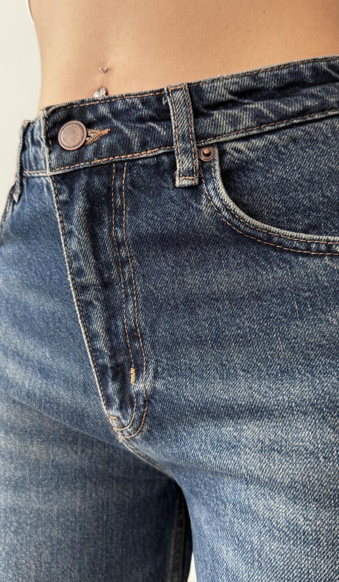 Yüksek Bel Bol ;paça Kahve Tint Jean Pantolon
