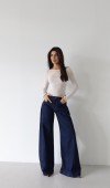 Yüksek Bel Yandan Pile Detaylı Extra Bol Kesim Rinse Jean Pantolon