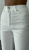 Yüksek Bel Bilek Boy White Elis Jean Pantolon