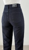 Yüksek Bel Paça Detaylı Blue Black Elis Jean Pantolon