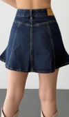 Fır Fır Detaylı Navy Blue Jean Etek