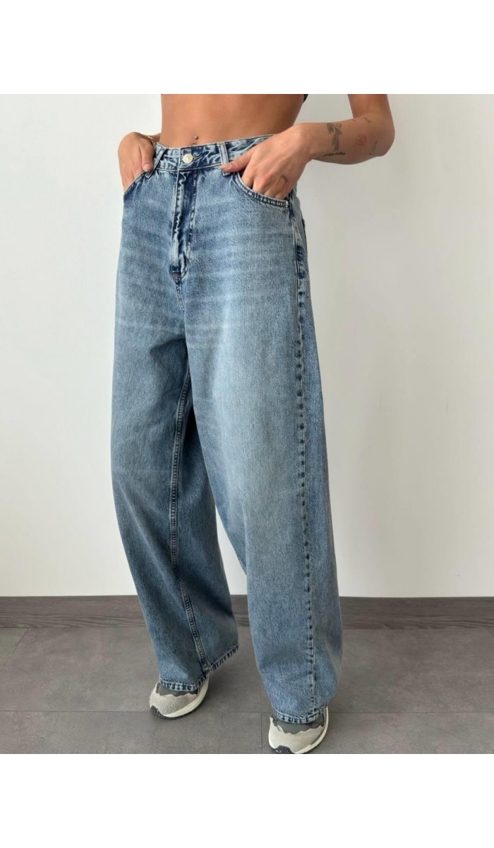 Extra Wide Leg Blue Jean Pantolon