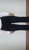 Yüksek Bel Dar Kalıp İspanyol Paça Blue Black Flare Jean Pantolon