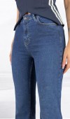 Yüksek Bel İspanyol Paça Dark Blue Kadın Jean Pantolon