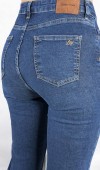 Yüksek Bel İspanyol Paça Dark Blue Kadın Jean Pantolon