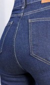 Yüksek Bel Yarım İspanyol Paça Rinse Jean Pantolon