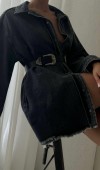 Püskül Detaylı Tunik Boy Antrasit Gömlek