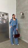 Kadın Ceo Detaylı Light Blue Denim Gömlek