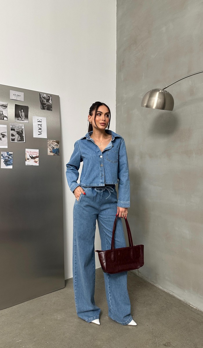 Kadın Ceo Detaylı Light Blue Denim Gömlek