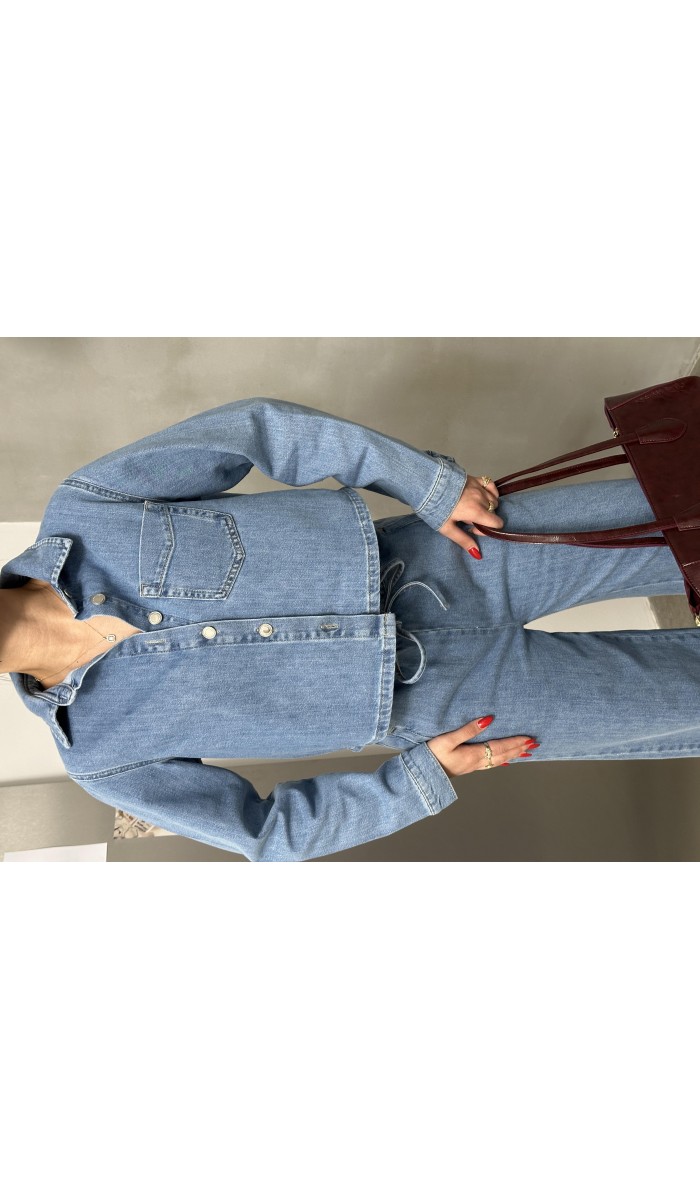 Kadın Ceo Detaylı Light Blue Denim Gömlek