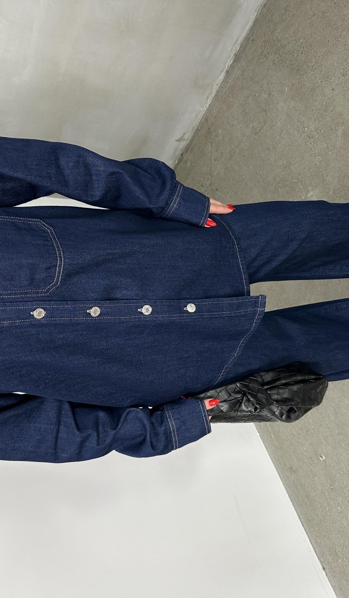 Kadın Cep Detaylı Kollar 3 Düğme Detaylı Rinse Denim Gömlek