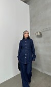 Kadın Cep Detaylı Kollar 3 Düğme Detaylı Rinse Denim Gömlek