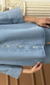 Yarım Kol Arka Köprü Detayı Light Blue Denim Gömlek