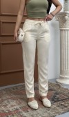 Bel Lastikli Jogger Krem Pantolon