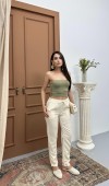 Bel Lastikli Jogger Krem Pantolon