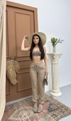 Kadın Bel Lastikli Dar Paça Vızon Jogger Pantolon
