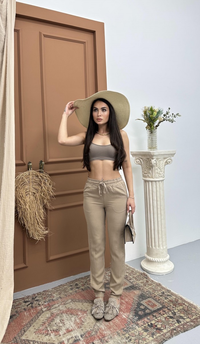 Kadın Bel Lastikli Dar Paça Vızon Jogger Pantolon
