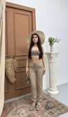 Kadın Bel Lastikli Dar Paça Vızon Jogger Pantolon