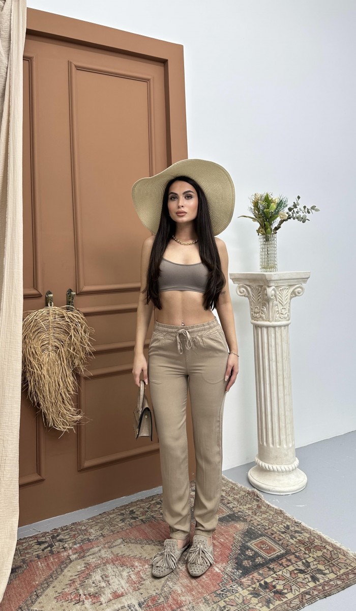 Kadın Bel Lastikli Dar Paça Vızon Jogger Pantolon