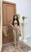 Kadın Bel Lastikli Dar Paça Vızon Jogger Pantolon