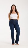 Yüksek Bel Yarım Boru Paça Dark Blue Jean Pantolon