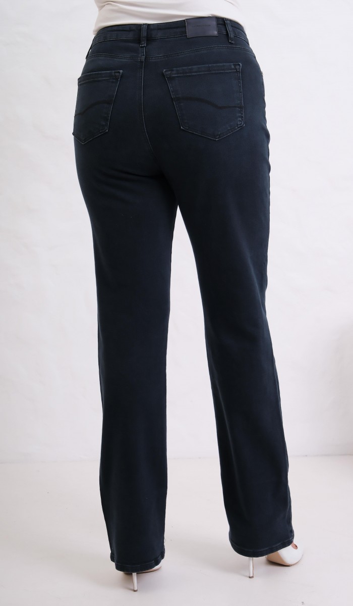 Yüksek Bel Boru Paça Battal Kesim Blue Black Jean Pantolon