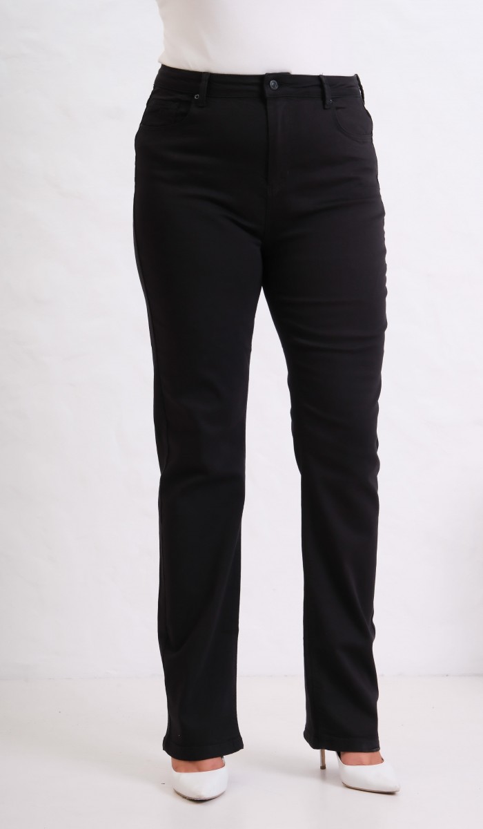 Yüksek Bel Boru Paça Black Jean Pantolon Yüksek Bel Boru Paça Black Jean Pantolon