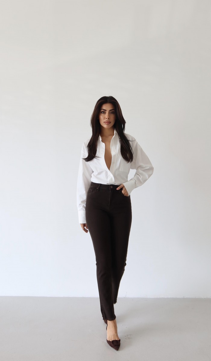 Mia Dark Brown Jean Pantolon