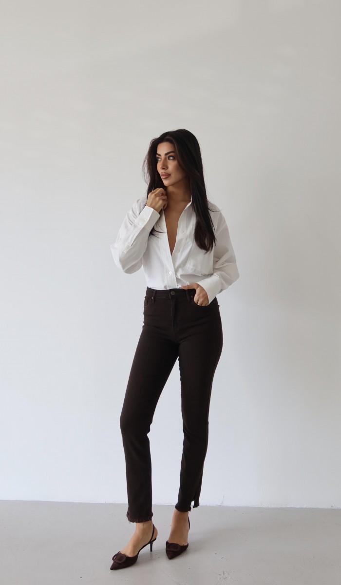 Mia Dark Brown Jean Pantolon