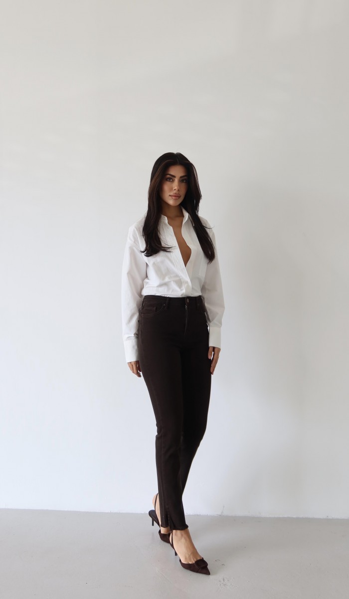 Mia Dark Brown Jean Pantolon