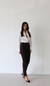 Yüksek Bel Paça Yırtmaç Püskül Detaylı Ara Beden Dark Kahve Jean Pantolon
