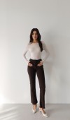 Mini Flare Dark Brown Jean Pantolon
