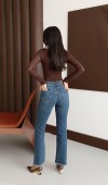 Yüksek Bel Paça Püskül Detaylı Yeşil Tint Jean Pantolon