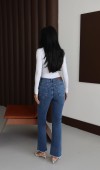 Yüksek Bel Paça Püskül Detaylı Ara Beden Blue Jean Pantolon