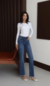 Yüksek Bel Paça Püskül Detaylı Ara Beden Blue Jean Pantolon