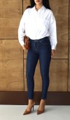 Yüksek Bel Dar Kalıp En Boy Likralı Dark Blue Jean Pantolon